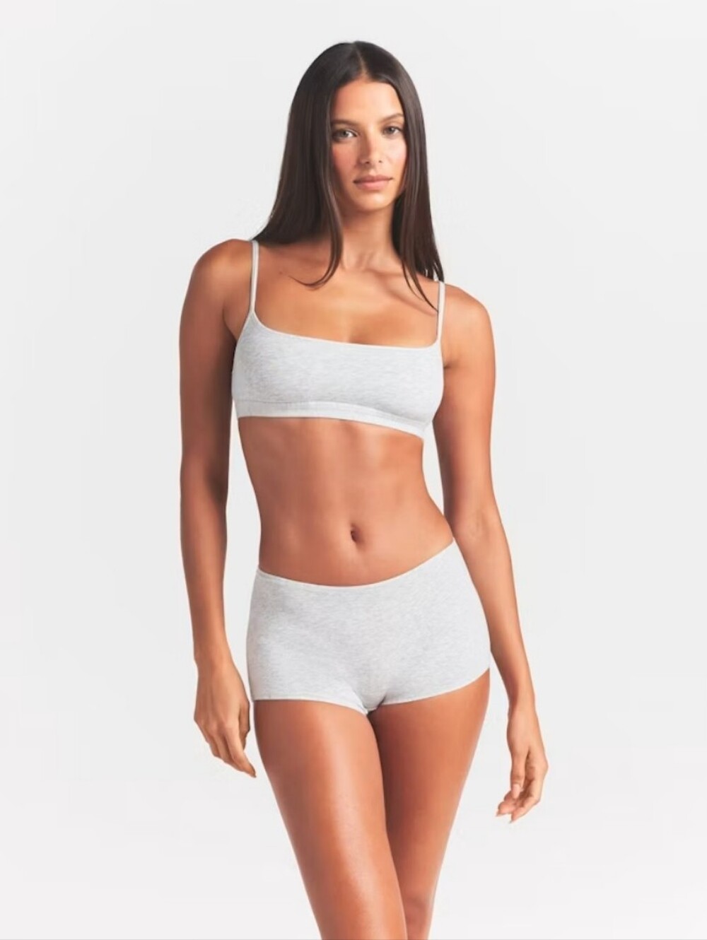 SKIMS Everyday Cotton Scoop Light Heather Gray Bralette Size L NWT